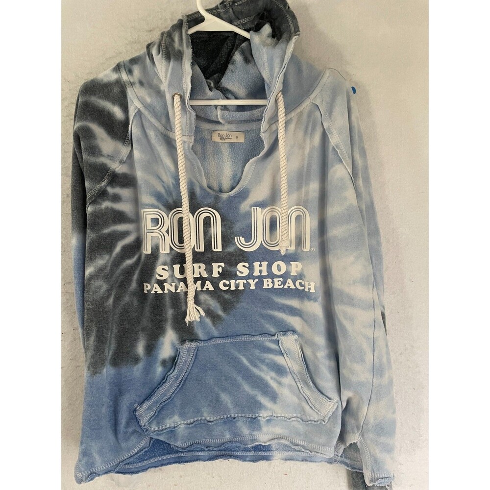 Ron Jon Surf Shop Panama City Beach Hoodie Women's Sz S Tie Die Sweatshirt Blue